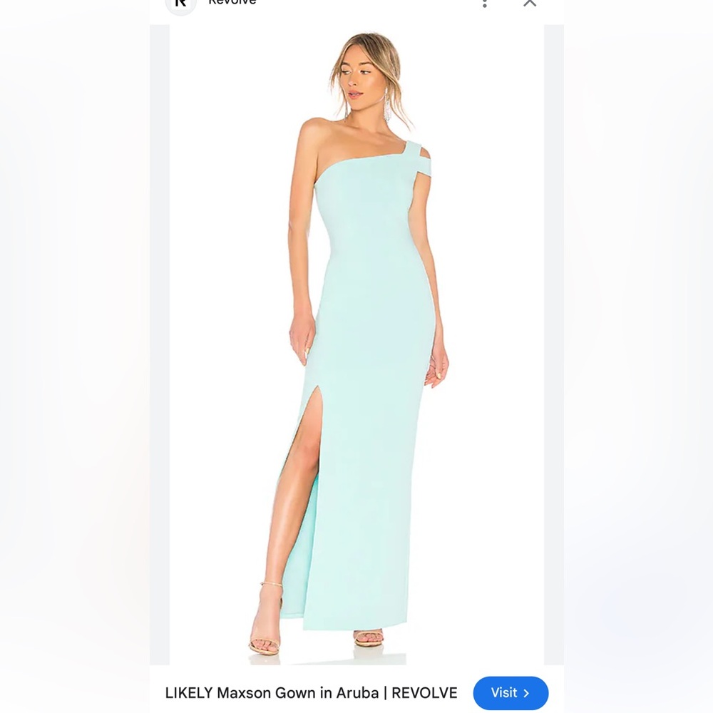 Likely Maxson Elegant One-Shoulder Light Tiffany’s Blue Dress 2